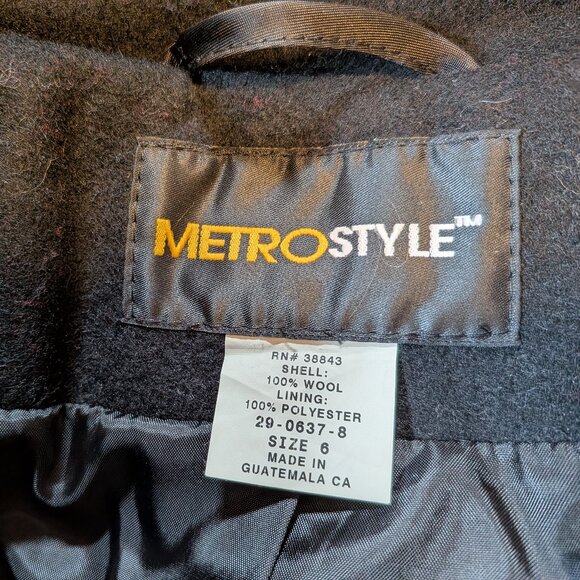 Women wool swing style coat jacket, black, size 6 - Picture 2 of 3